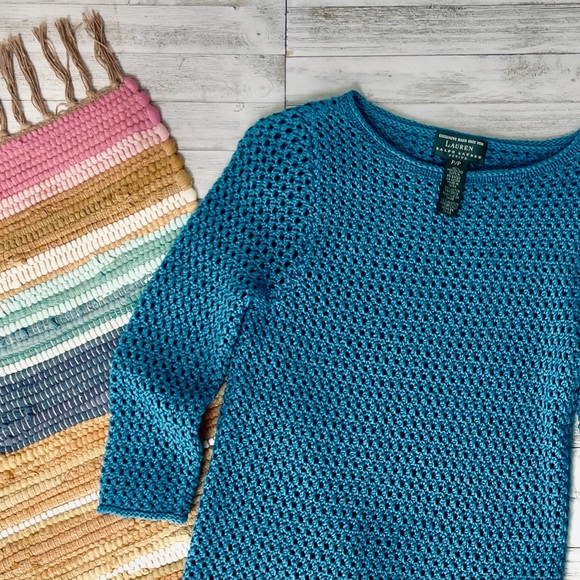 Ralph Lauren Exclusive Hand Knit For LRL Mercerized Open Knit Sweater - Picture 13 of 13